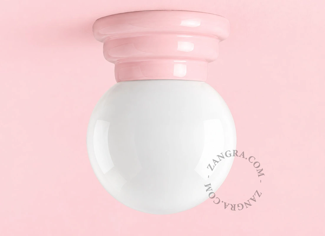 Art Deco-lampe i rosa porcelæn Daniel