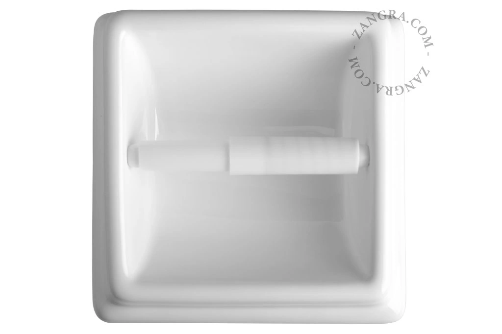 recessed porcelain toilet paper holder - white