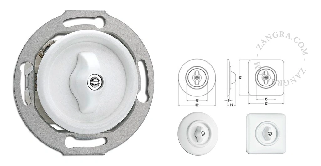 white bakelite over-centre rotary two-way switch