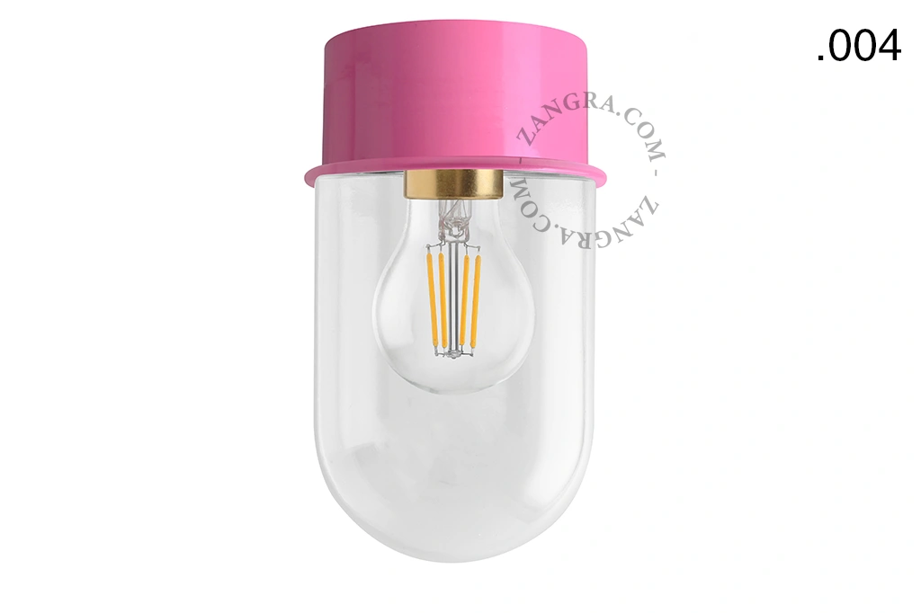 pink wall or ceiling light - glass shade - Ø 10 cm