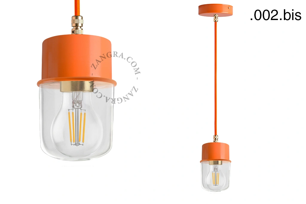 orange pendellampa - glasskärm - Ø 8,5 cm