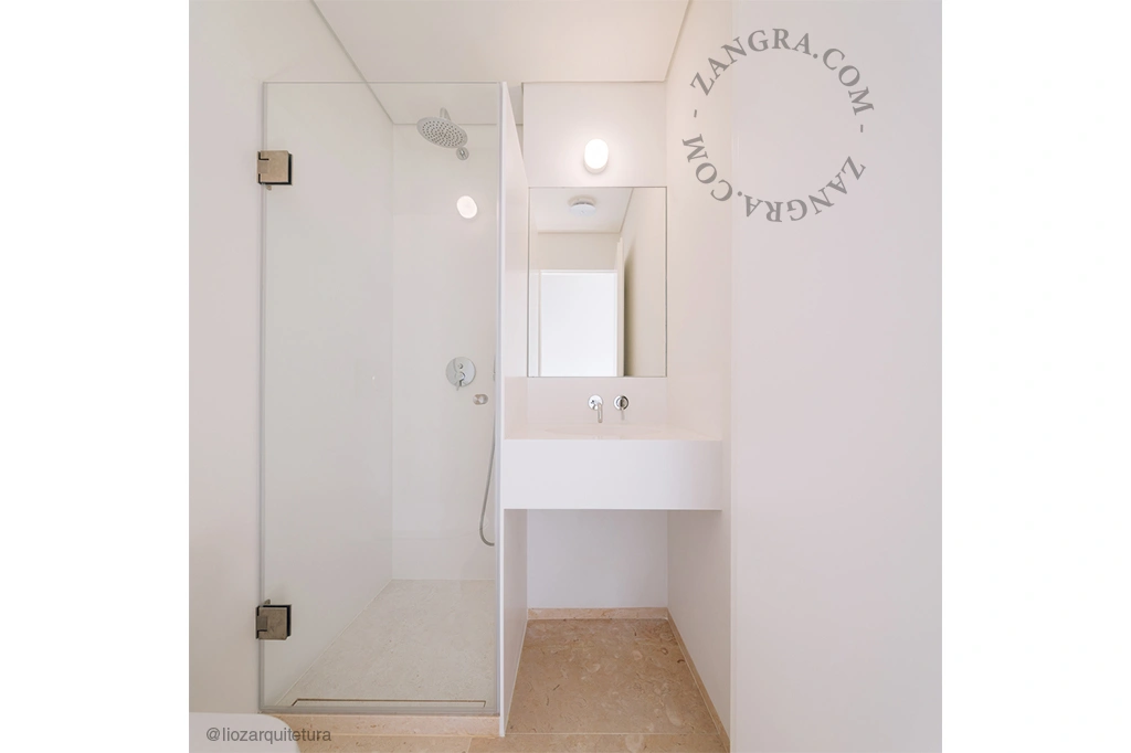 candeeiro de parede ou de teto em porcelana branca - abajur de vidro - Ø 10cm - IP54