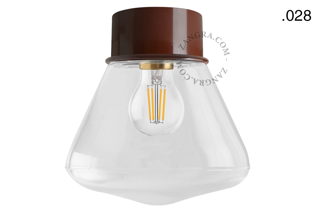 brown wall or ceiling light - glass shade - Ø 10 cm