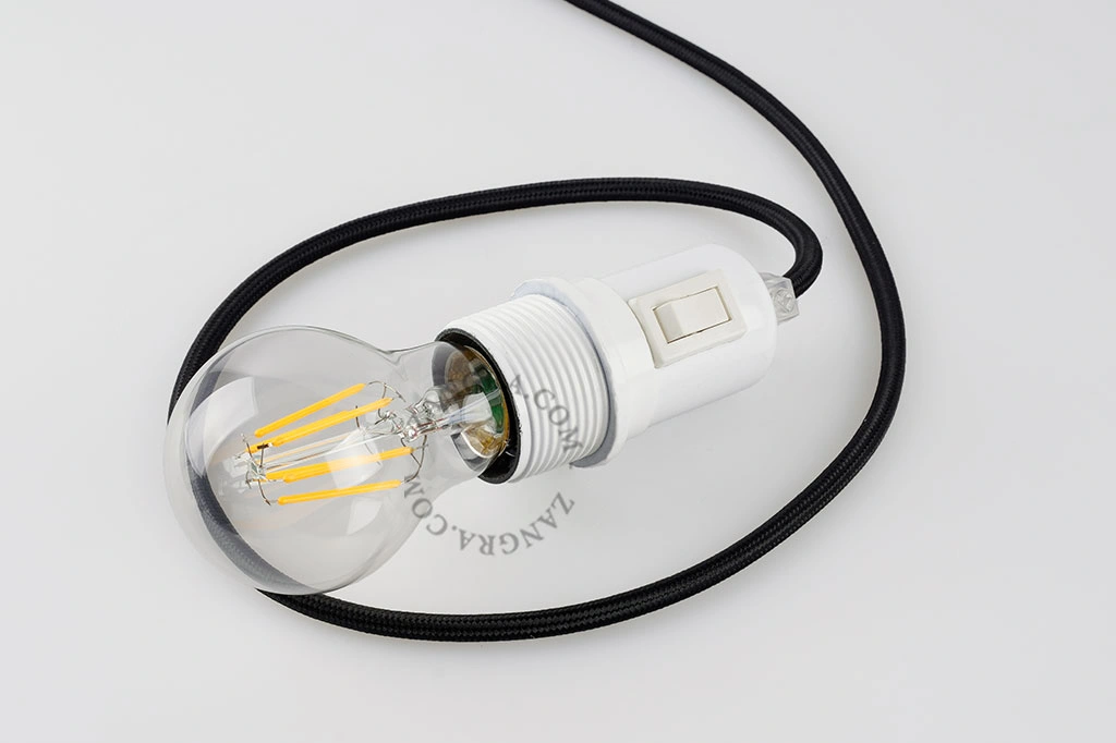 bakelite socket with switch - white
