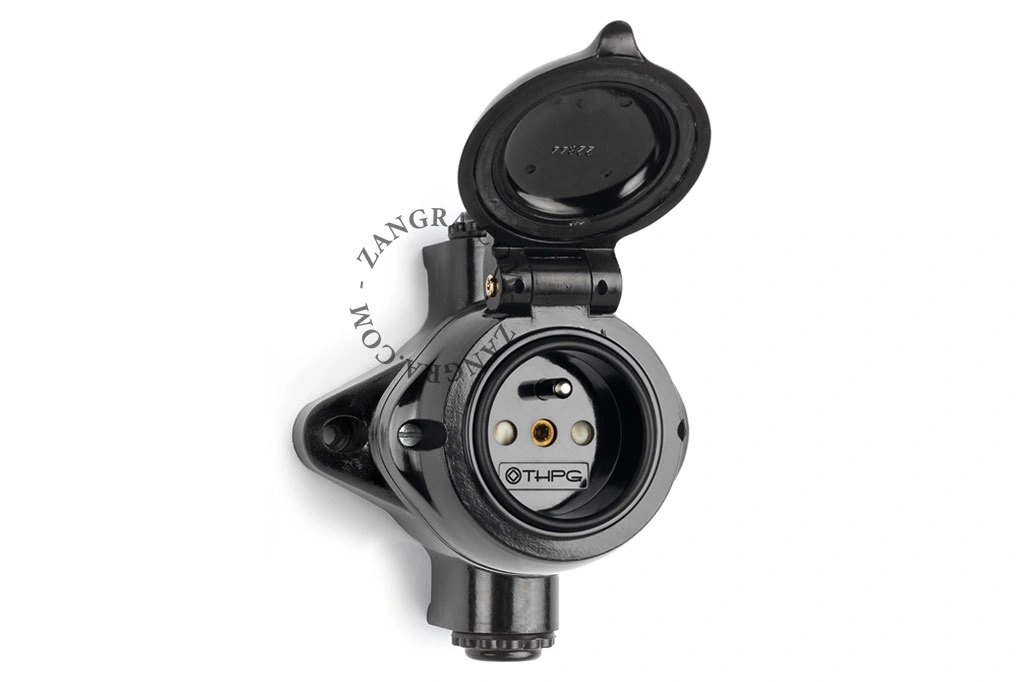 surface mount black bakelite passage socket with lid - type E or F