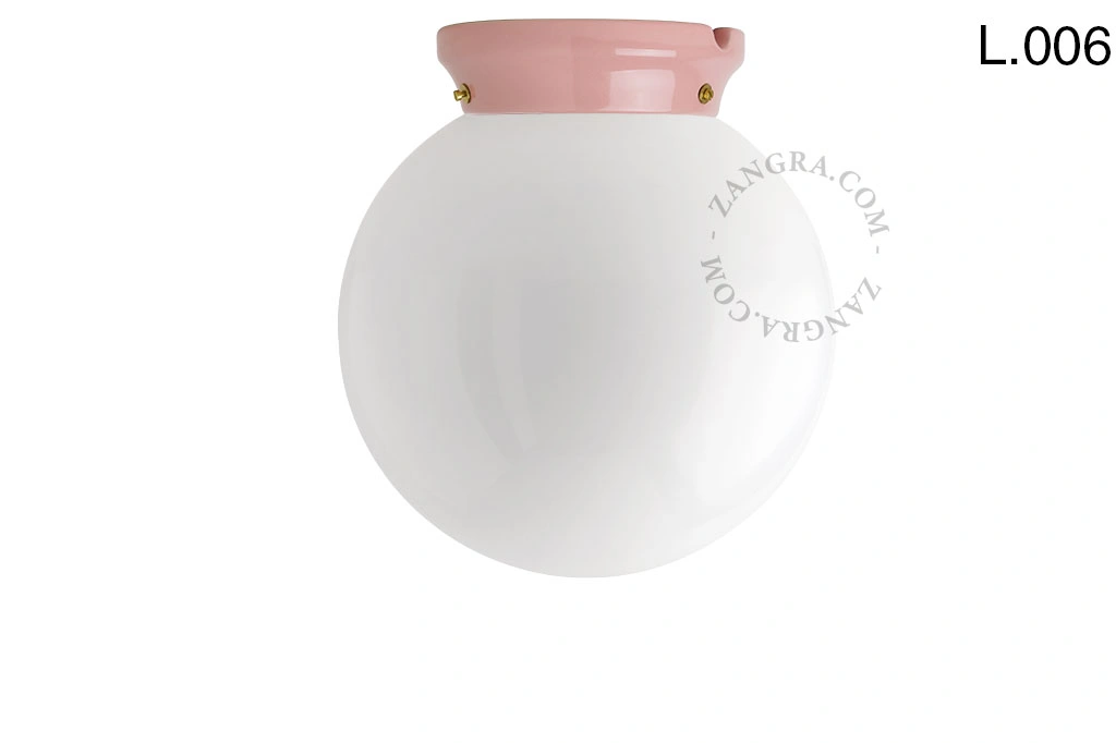 candeeiro Art Deco Chaella de porcelana cor-de-rosa
