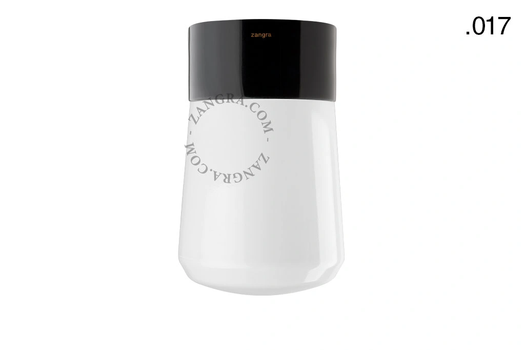 candeeiro de parede ou de teto em porcelana preta - abajur de vidro - Ø 10cm - IP54
