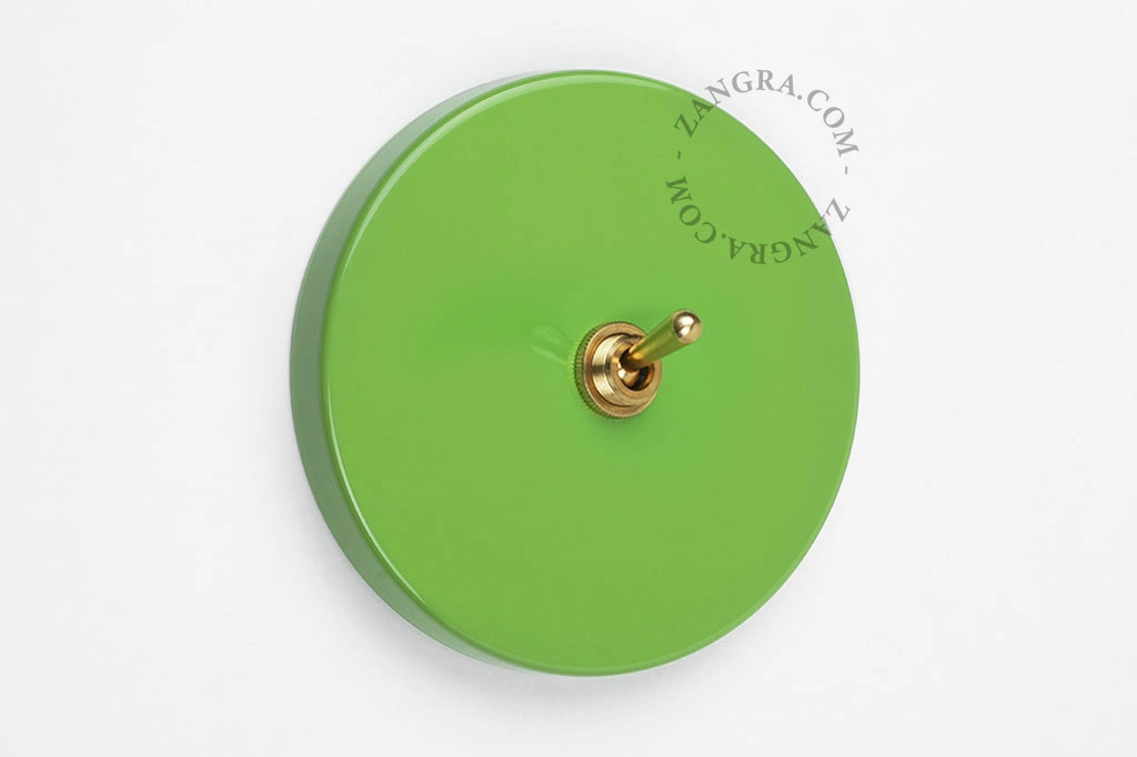 interrupteur vert va-et-vient ou simple - levier laiton