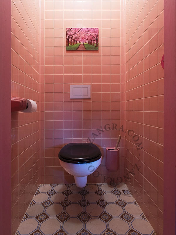 portacepillos de baño Becca en porcelana rosa Art Deco