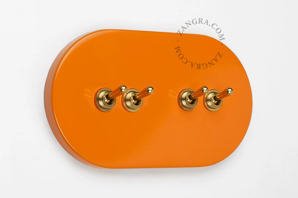orange switch simple or two-way - 4 brass toggles