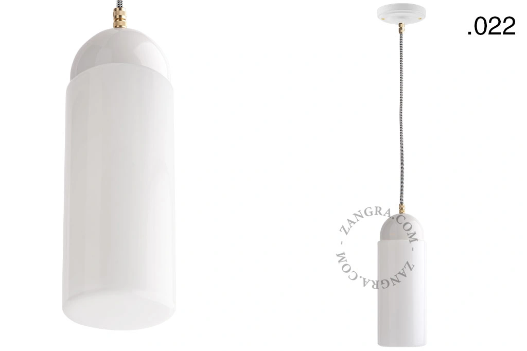lámpara colgante de porcelana blanca - pantalla de vidrio