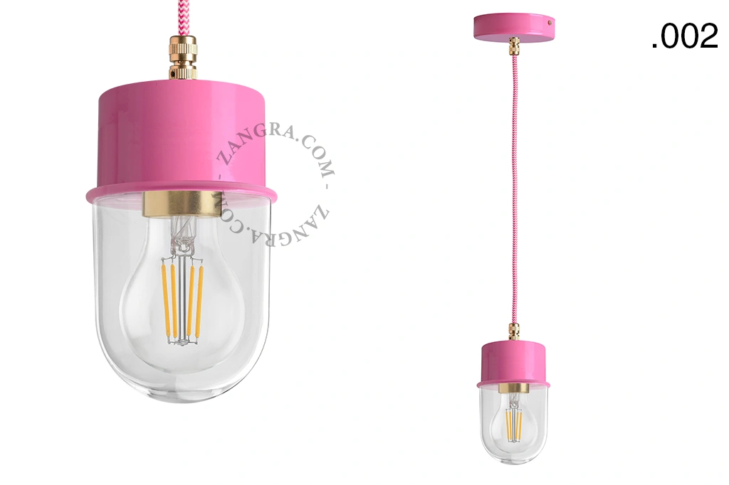candeeiro suspenso rosa - abajur de vidro - Ø 8,5cm