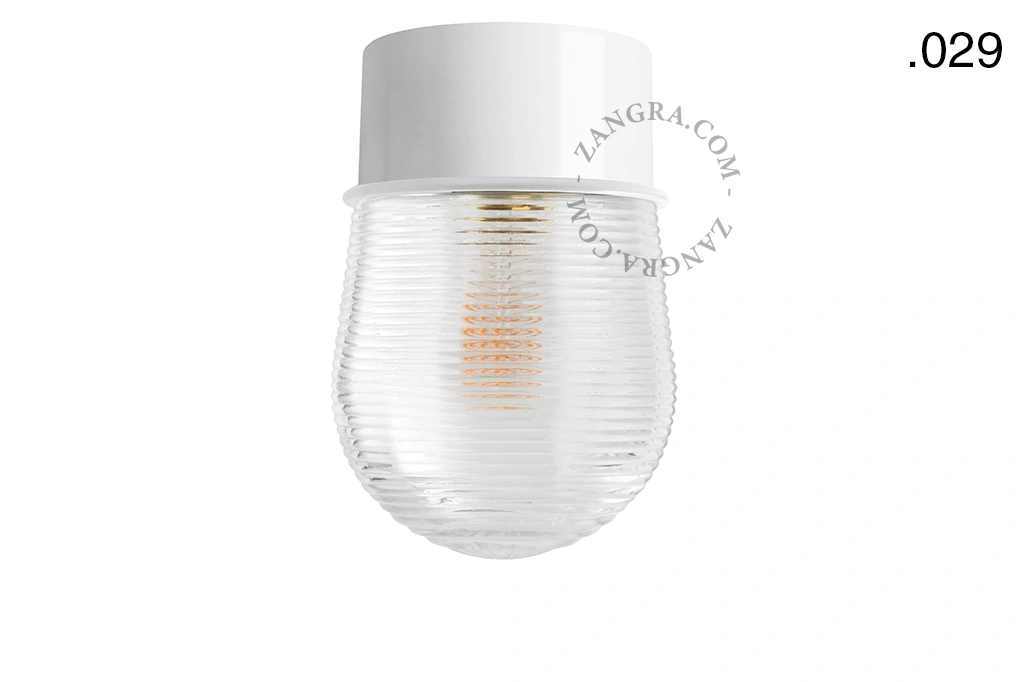 lampa ścienna lub sufitowa biała - szklany klosz  - Ø 10 cm