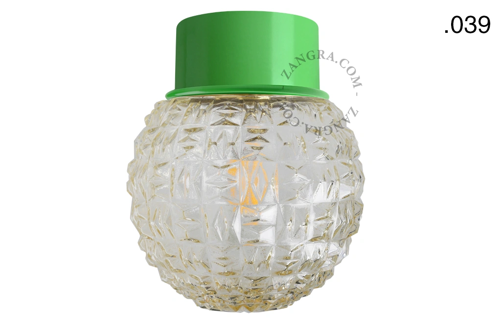 applique ou plafonnier vert - globe en verre - Ø 10 cm