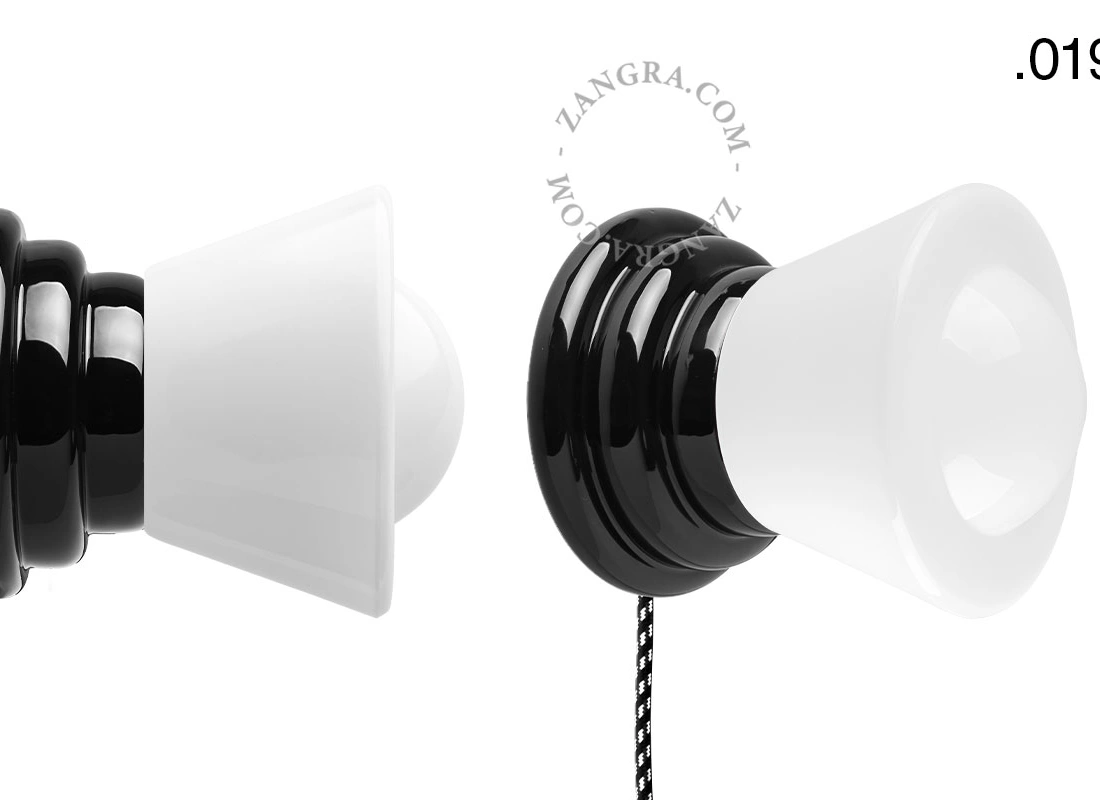 czarna porcelanowa lampa ścienna Art Deco Danilo z włącznikiem