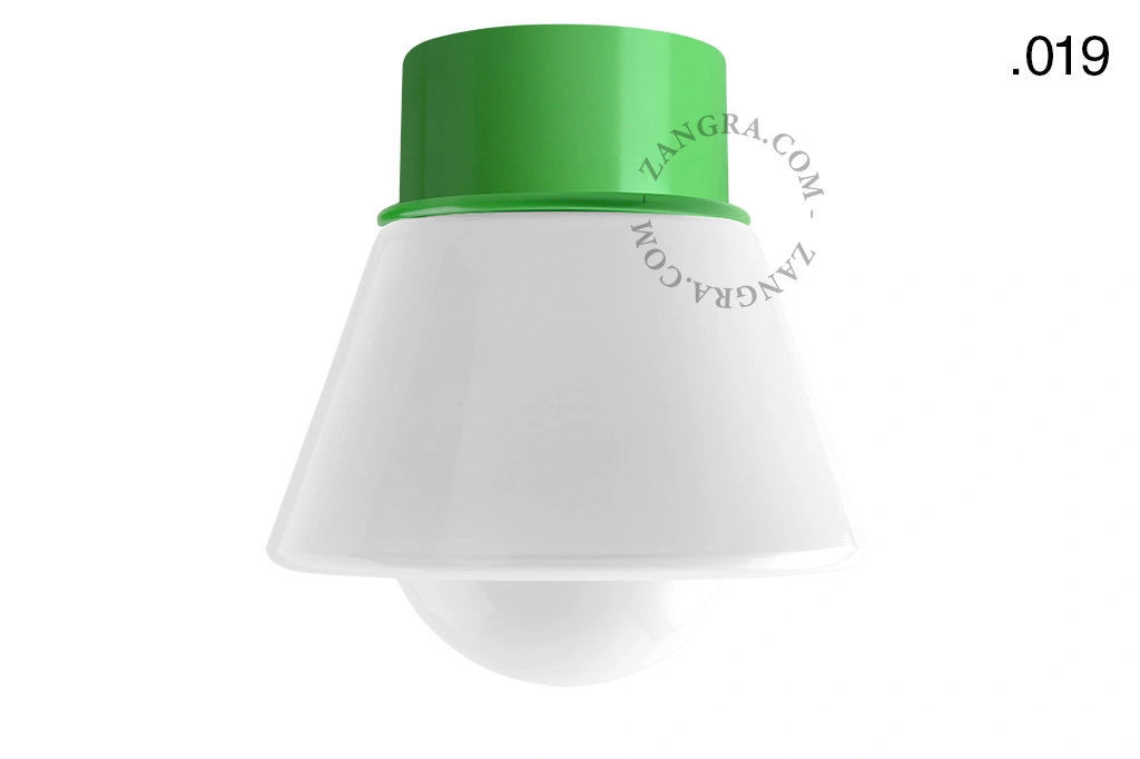 applique ou plafonnier vert - globe en verre - Ø 10 cm