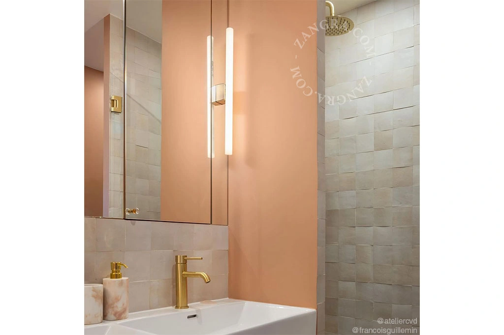 applique ou plafonnier S14d doré - ampoule tubulaire opaline