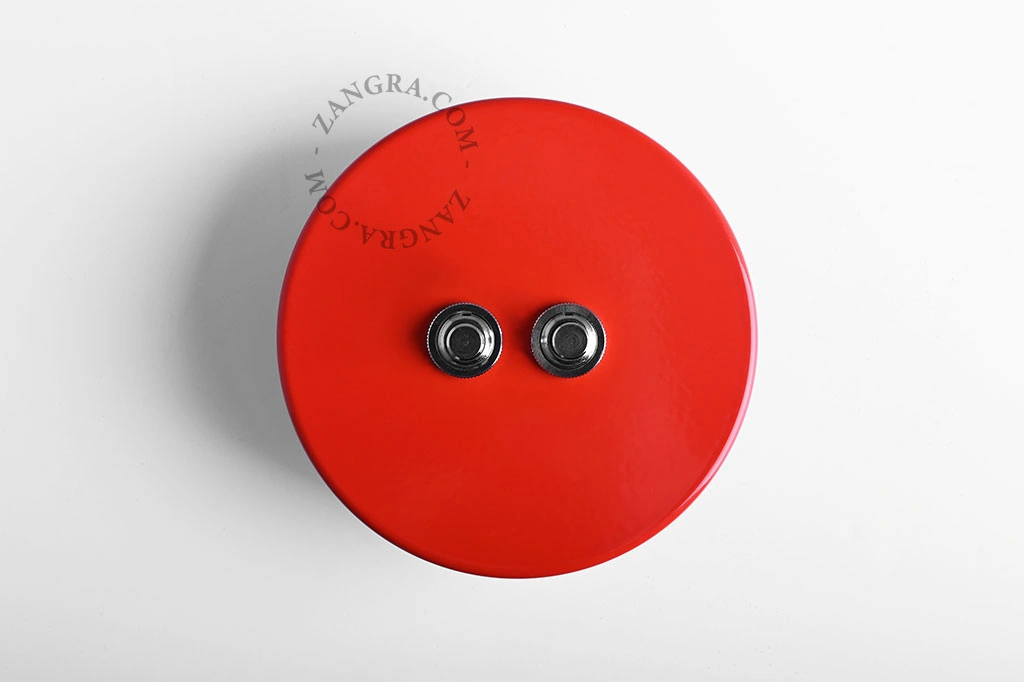 interruptor vermelho - duplo botão de pressão niquelado