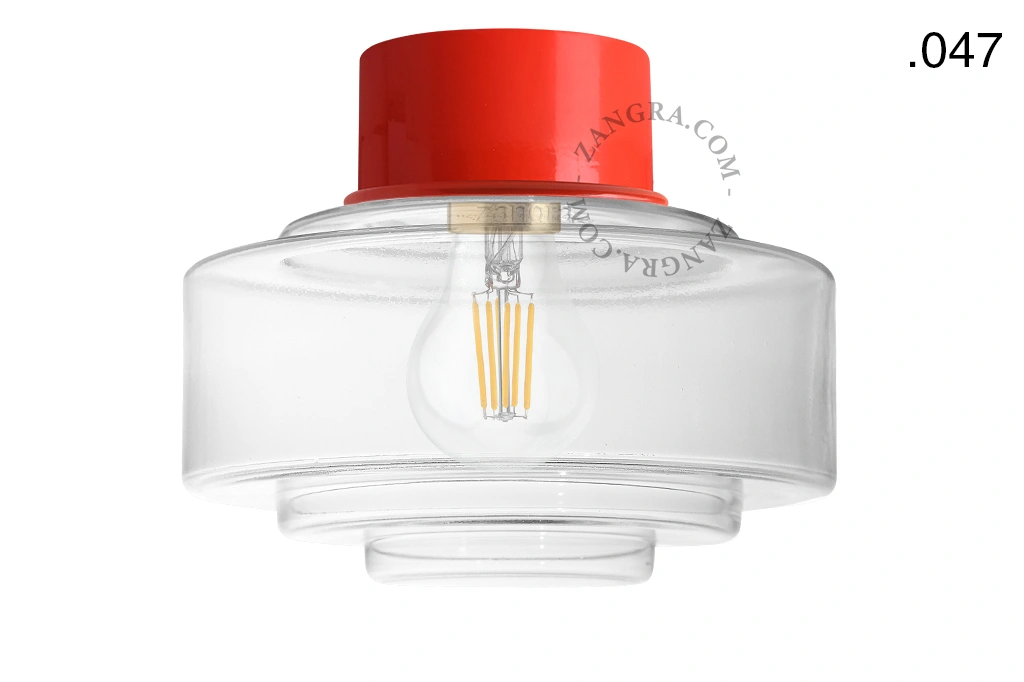 rød væg eller loftslampe - glas skærm - Ø 10 cm