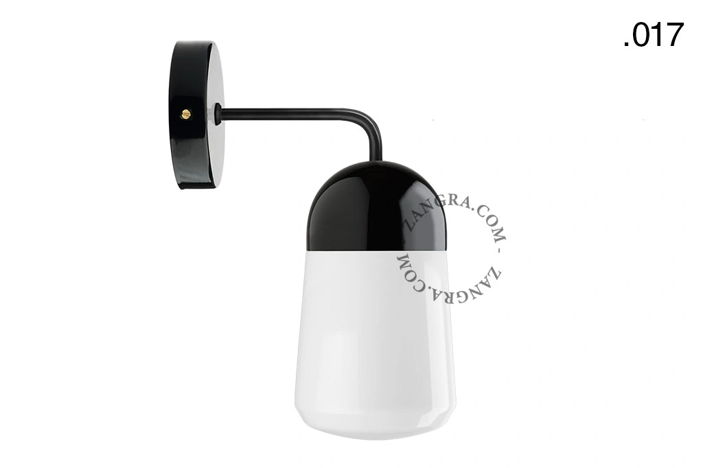 applique en porcelaine noire - globe en verre