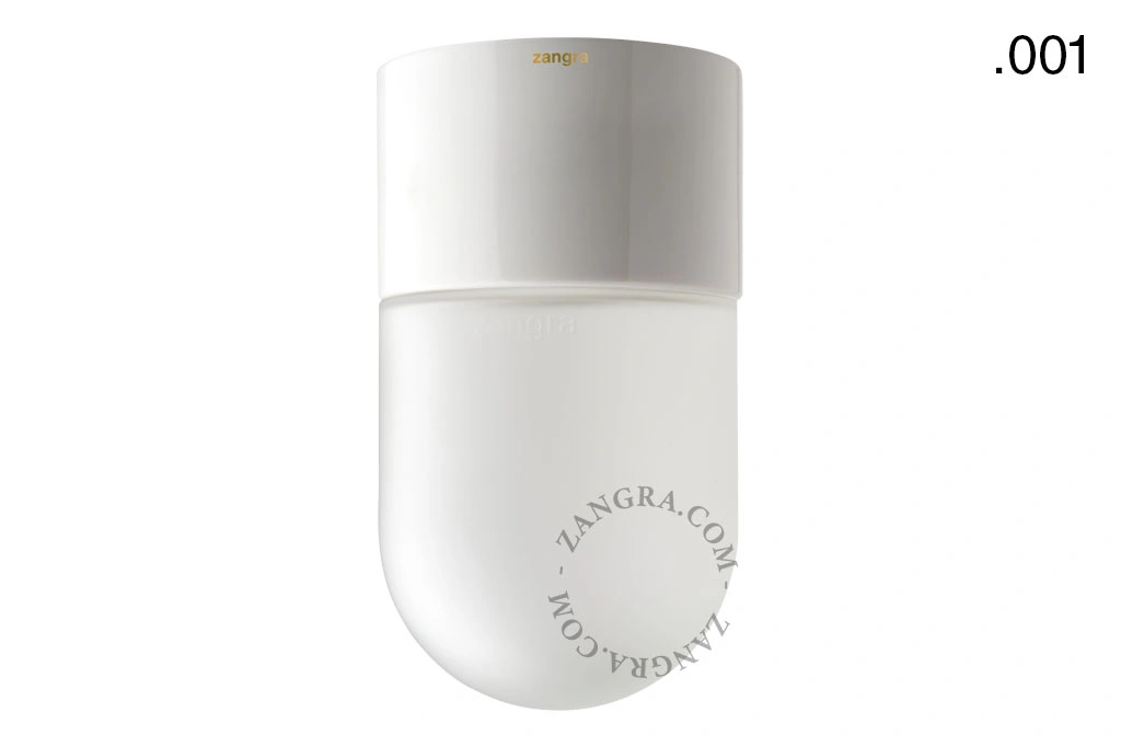 lámpara de baño de porcelana blanca - pantalla de vidrio - Ø 8,5cm -  IP54