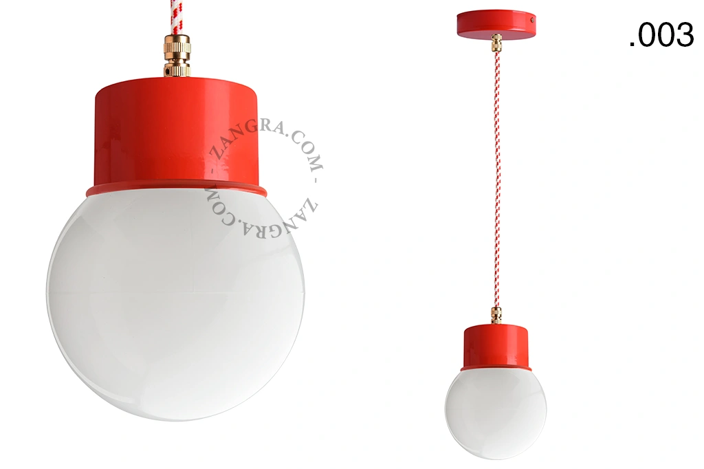 suspension rouge - globe en verre - Ø 8,5 cm