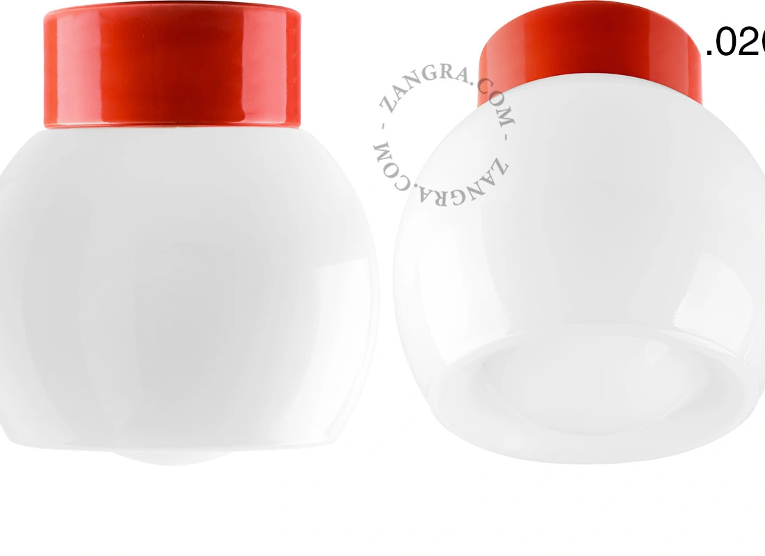 Leuchte David aus rotem Porzellan - Ø 10 cm
