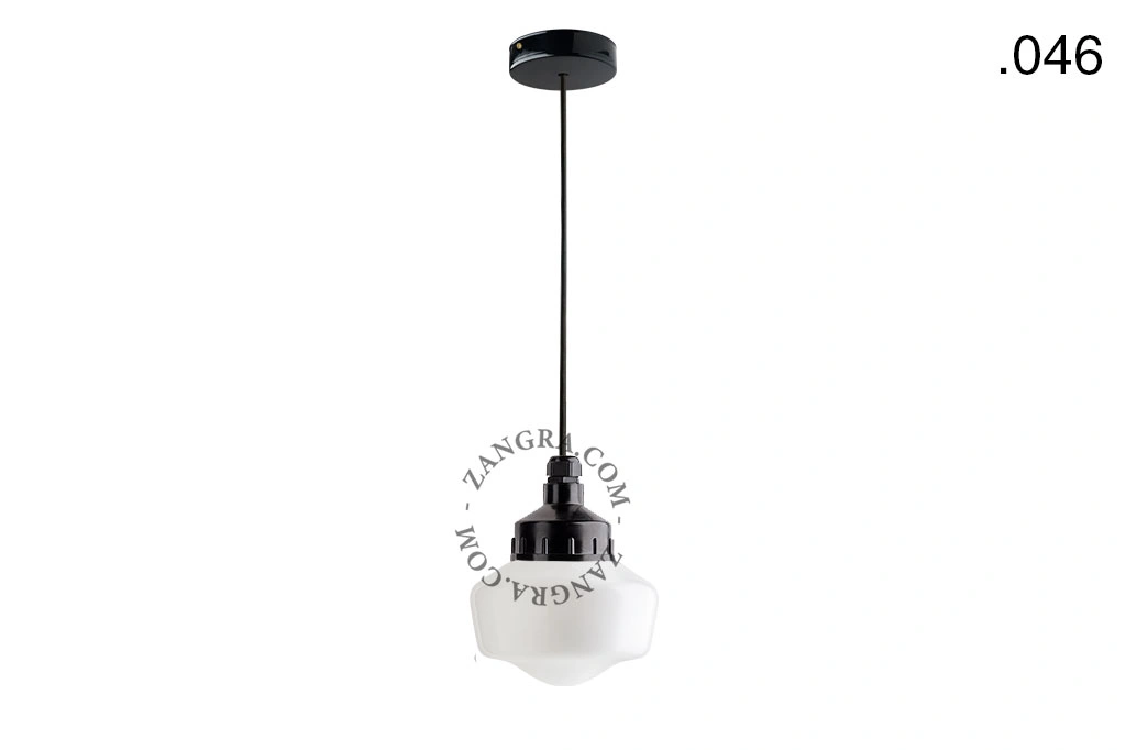 snoerlamp met glazen kap