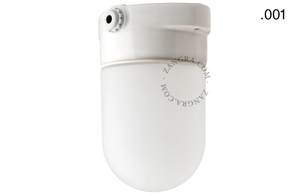 badeværelse lampe i porcelæn med glasskærm – Ø 8,3cm - IP54