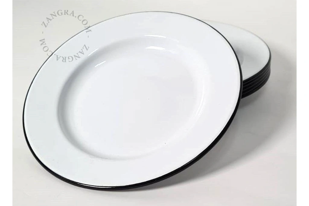 biały talerz emaliowany - Ø 24cm