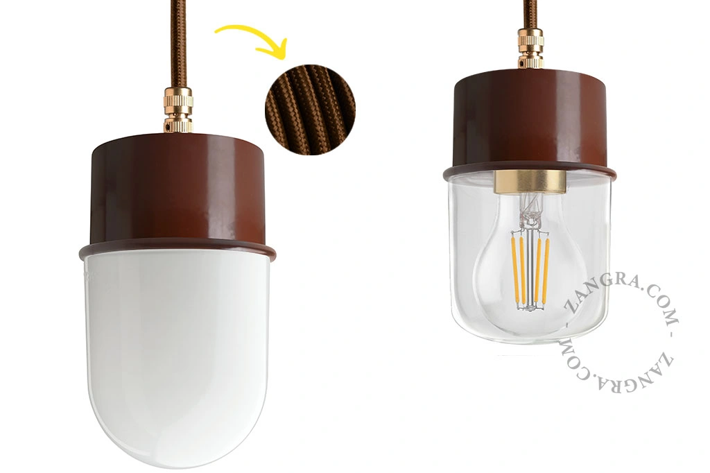 suspension marron - globe en verre - Ø 8,5 cm