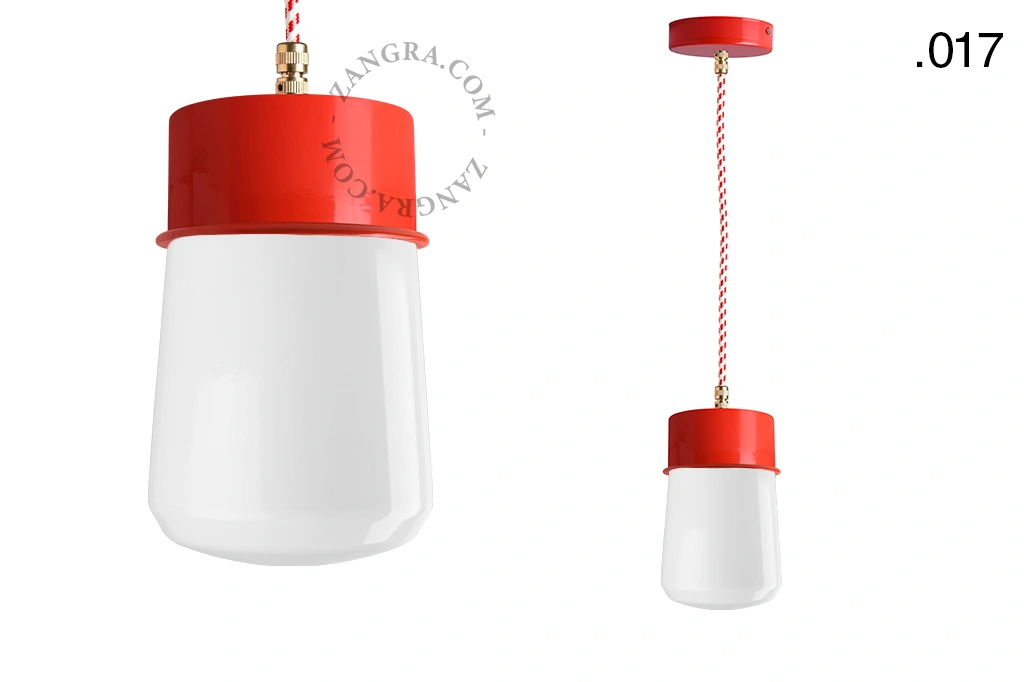 lampada a sospensione rossa - paralume in vetro - Ø 10 cm