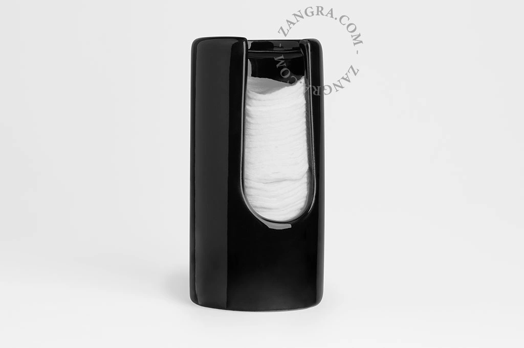 black porcelain cotton pad dispenser