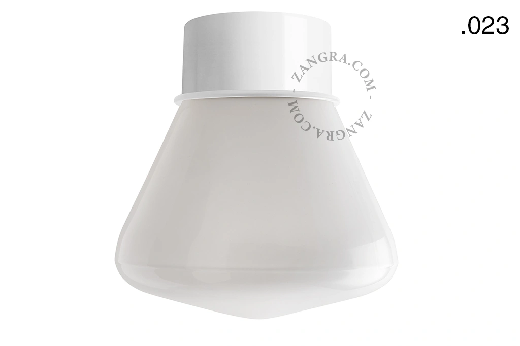lampa ścienna lub sufitowa biała - szklany klosz  - Ø 10 cm