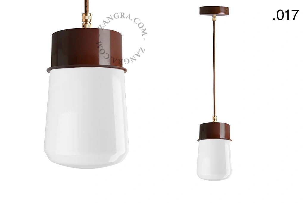 brun pendellampe - glasskærm - Ø 10 cm