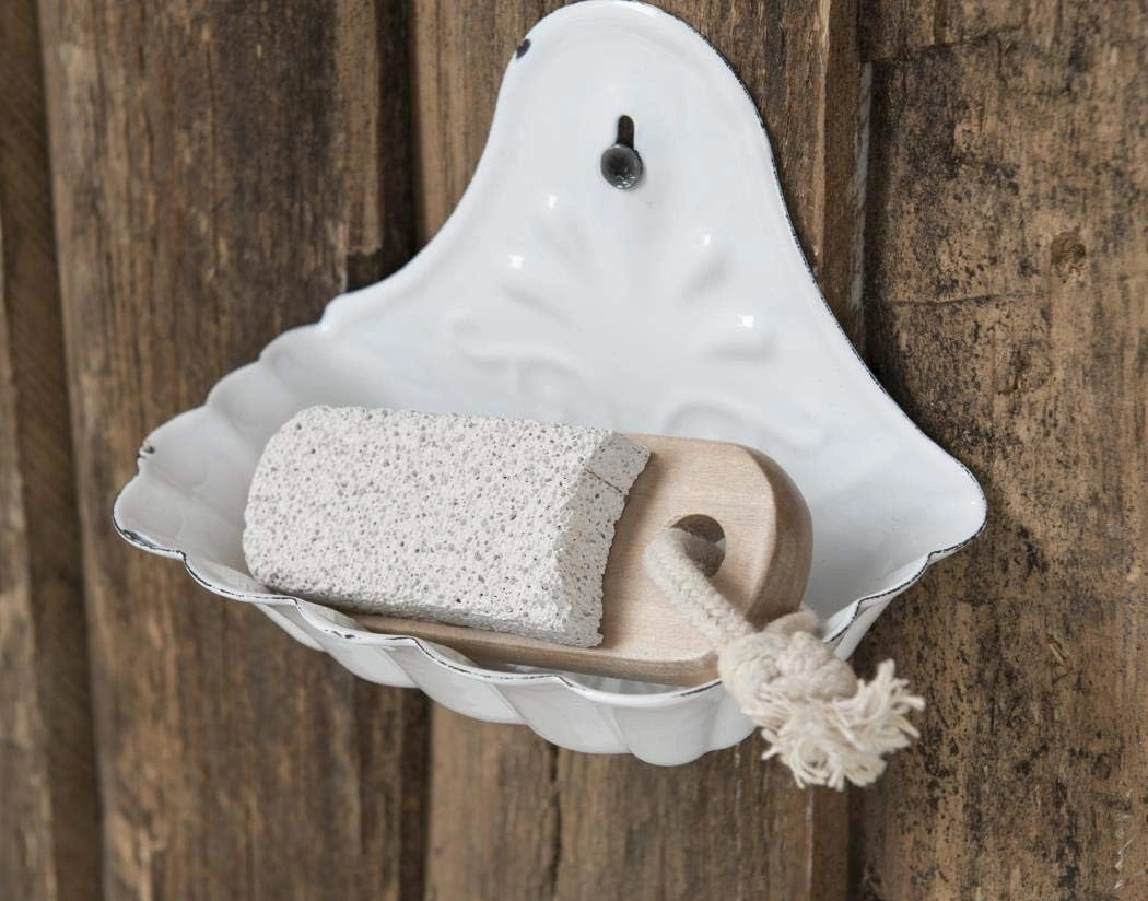 retro white enamel soap dish