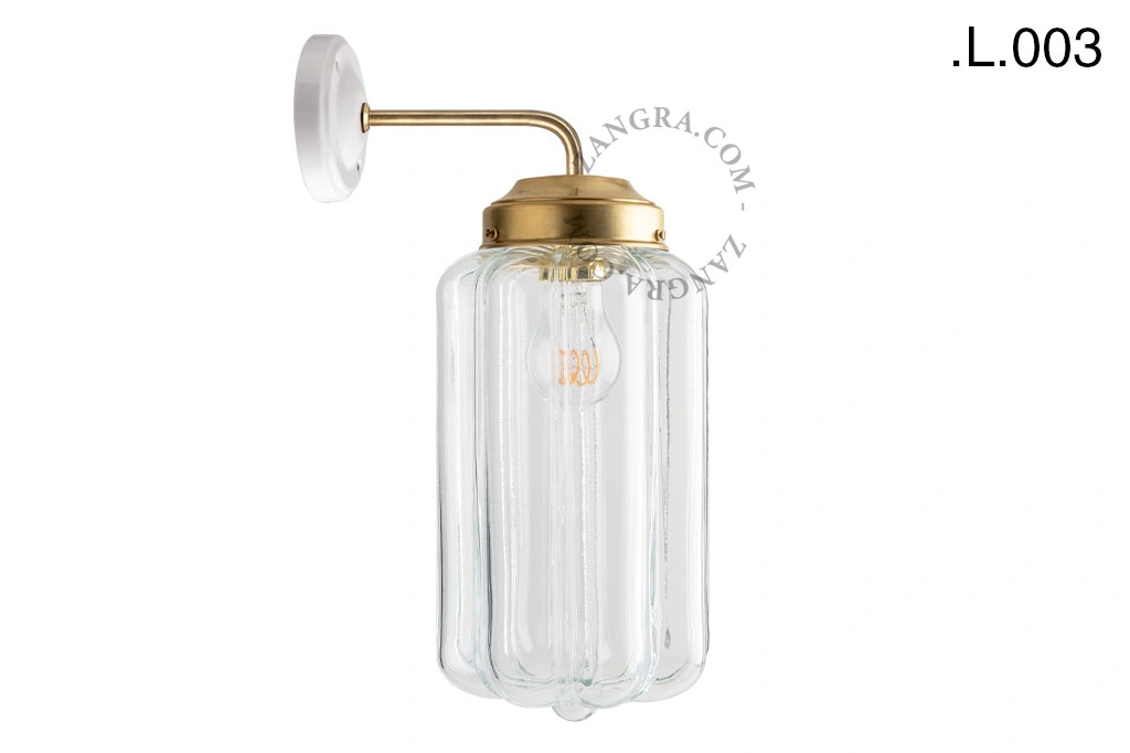 applique en laiton - globe en verre