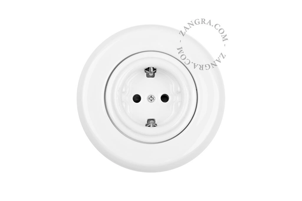 białe porcelanowe gniazdko podtynkowe - typ F