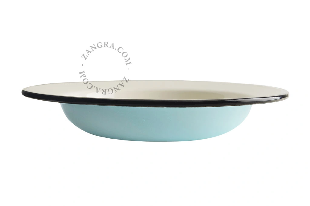 tiefer Teller aus blauer Emaille - Ø 24cm