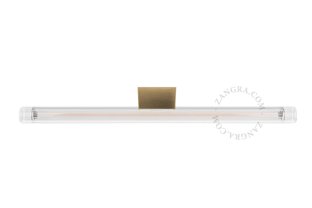 applique ou plafonnier s14d en laiton - verre strié transparent