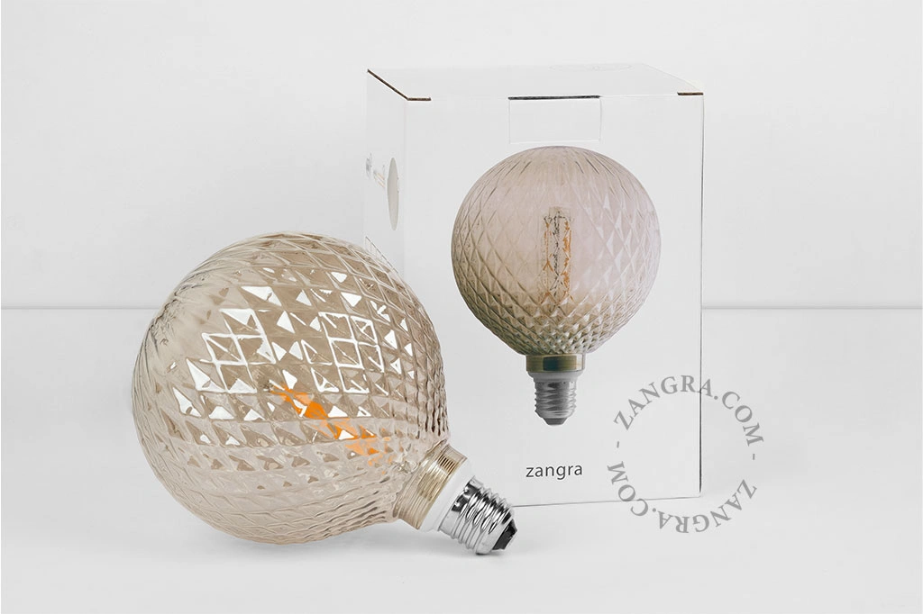 bombilla de filamento LED E27 regulable - cristal ahumado - crystal - 2200K - 4W