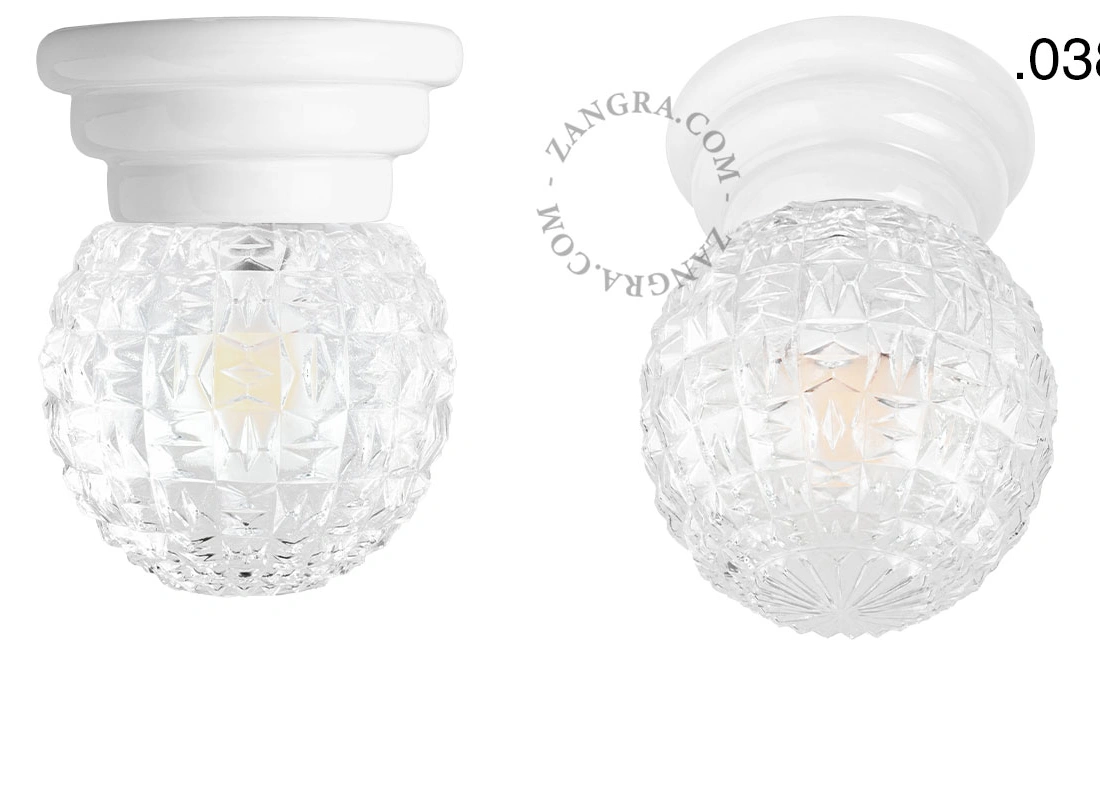 Art Deco-lampe i hvidt porcelæn Daniel