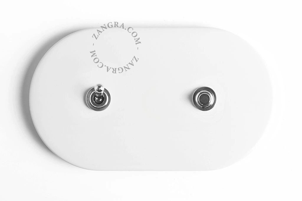 white switch - two-way or simple nickel-plated toggle switch & push-button