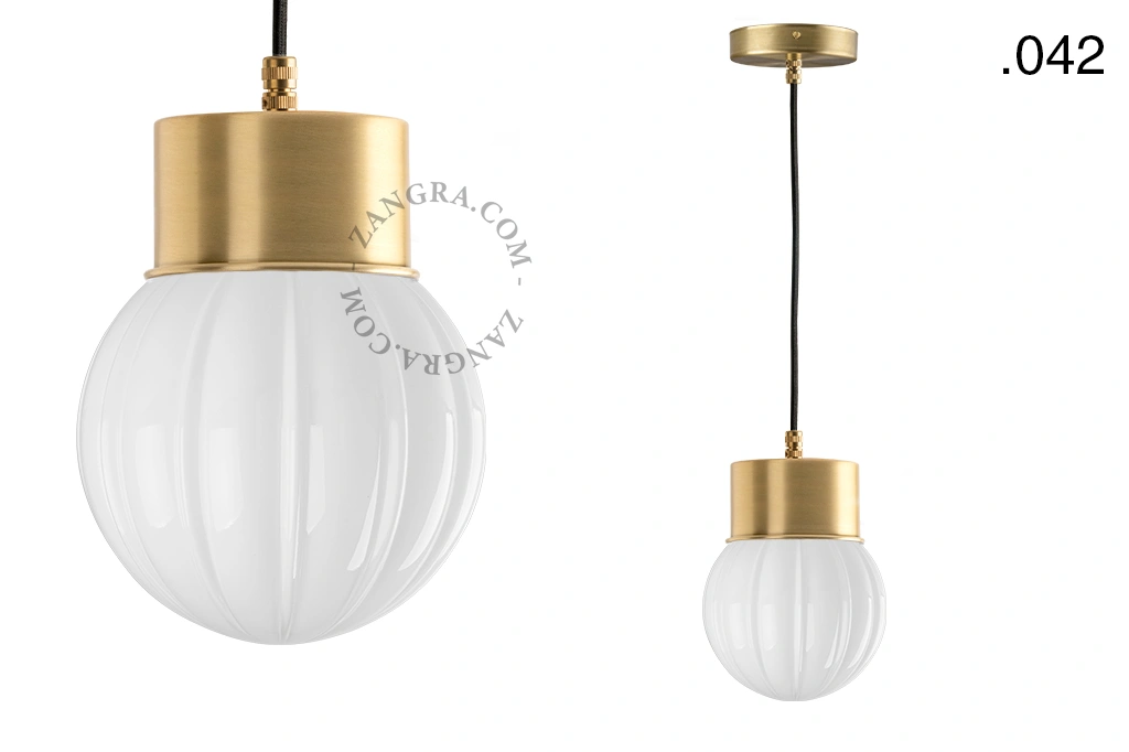brass pendant light - glass shade - Ø 10 cm
