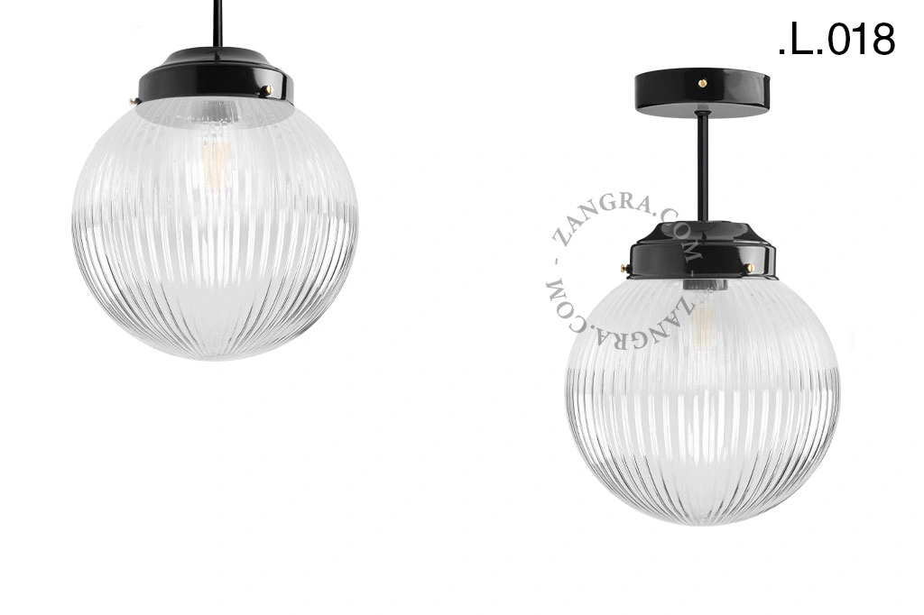 lampada da soffito nera - paralume in vetro