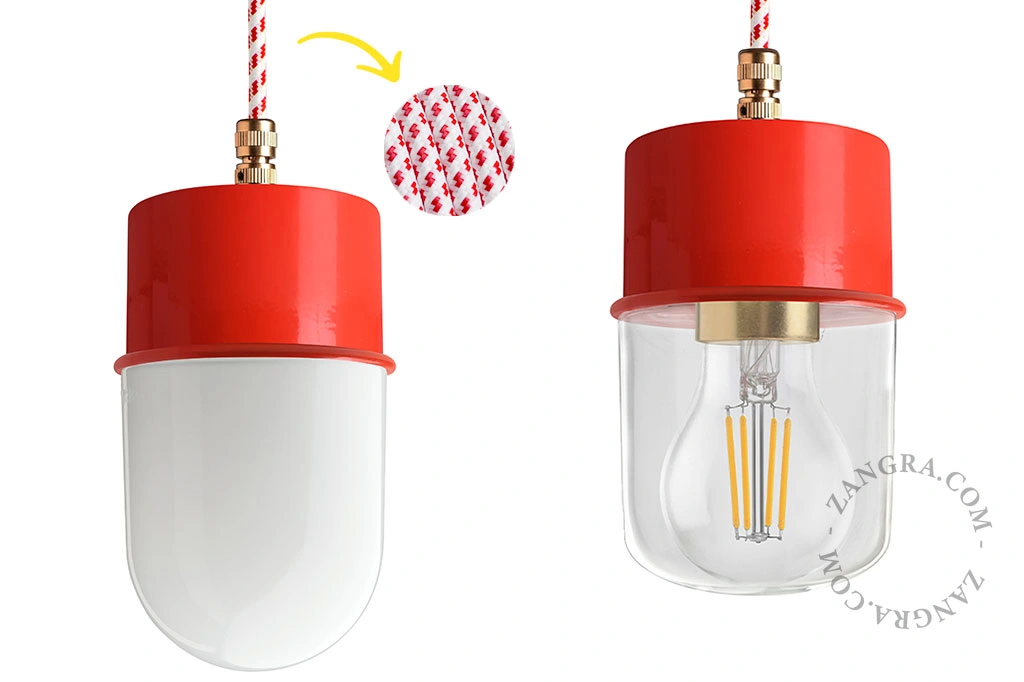suspension rouge - globe en verre - Ø 8,5 cm