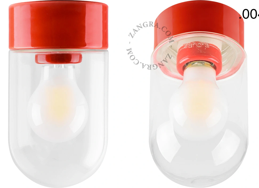 Leuchte David aus rotem Porzellan - Ø 10 cm