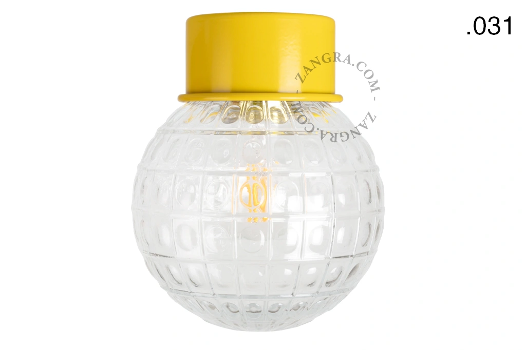 lampa ścienna lub sufitowa żółta - szklany klosz - Ø 10cm