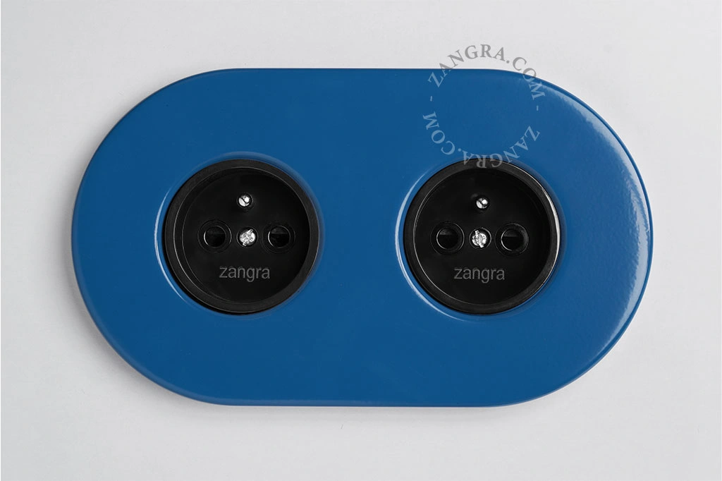 blue double flush mount socket