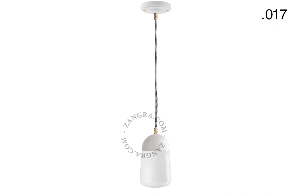 lámpara colgante de porcelana blanca - pantalla de vidrio